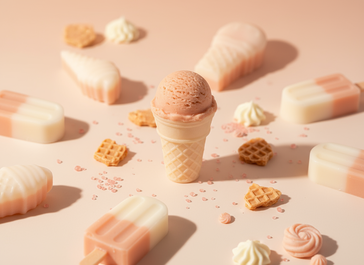 Sweet and Subtle luxe. Sweet and Subtle scented mini ice cream cone soap with elegant dessert styling